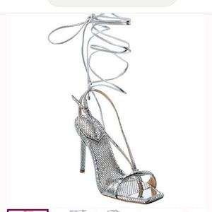 Schutz Vikki Metallic Snake-Embossed Sandals